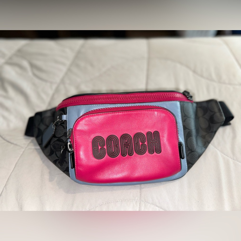 Coach Track Belt Bag In Colorblock Signature Canvas With Coach c8129
